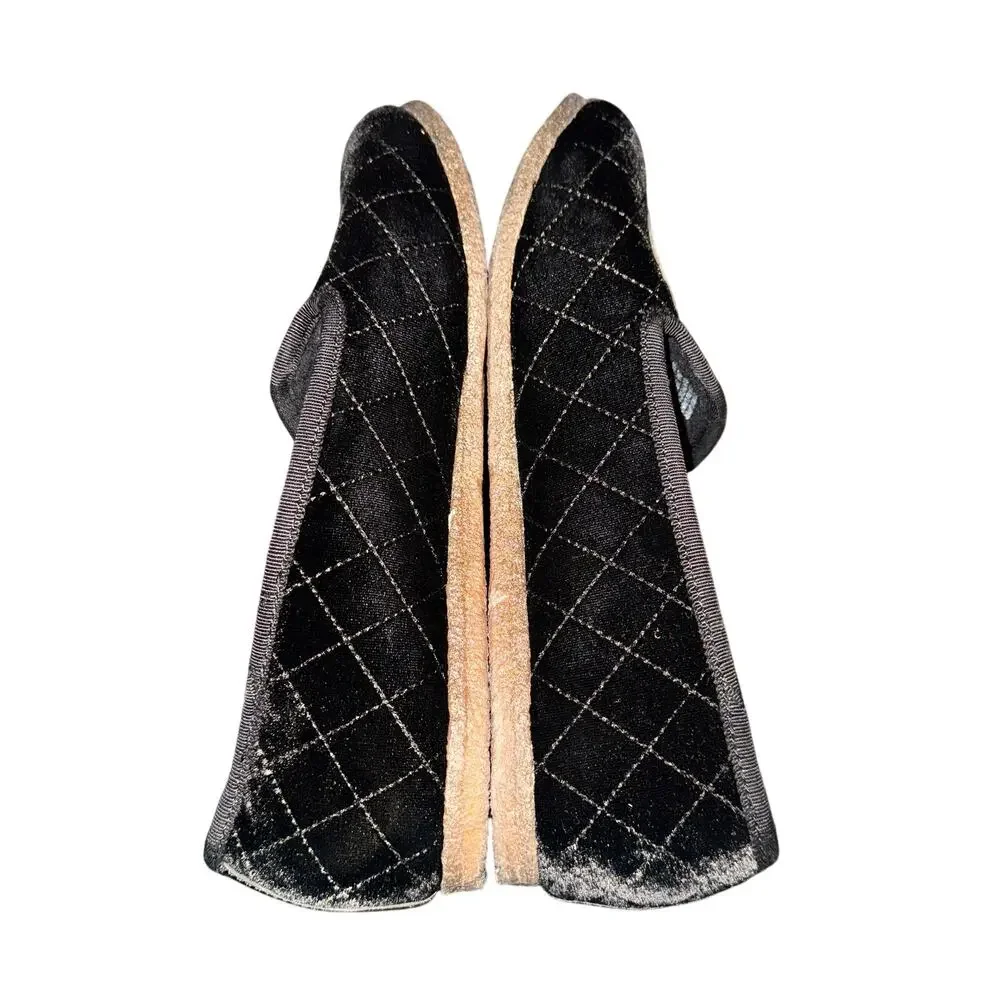 Tory Burch Billy 2 Flats Women's Size 8 M Black Crushed Velvet Quilted Shoes